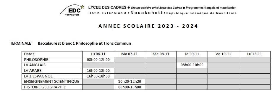 Bac blanc tronc commun terminale 1