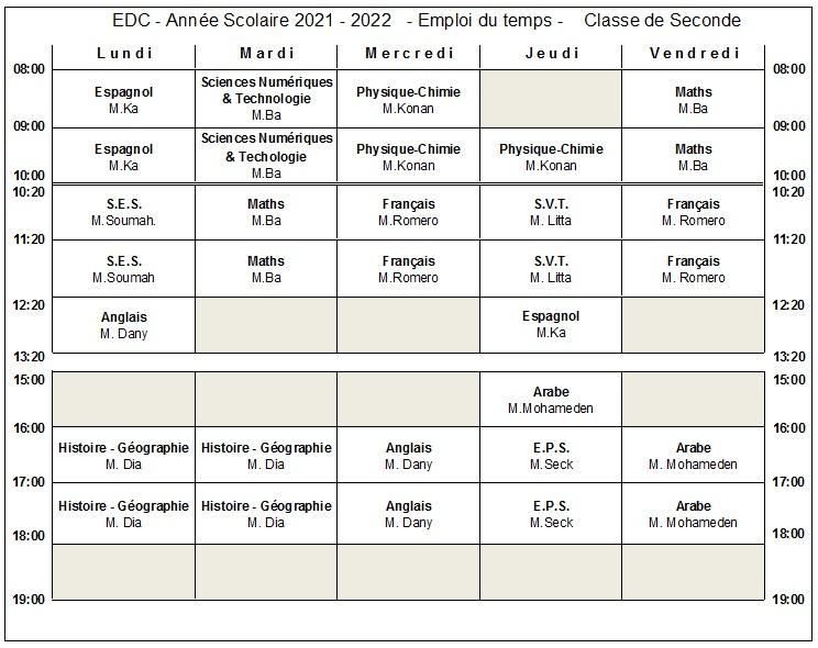 1 edt seconde