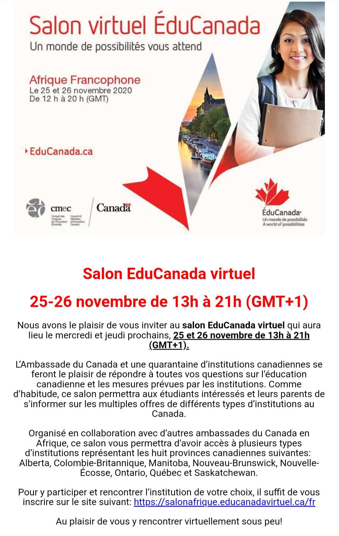 Etudier au canada salon virtuel