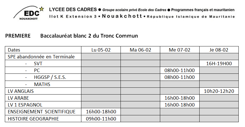 Tronc commun 2 premiere 2